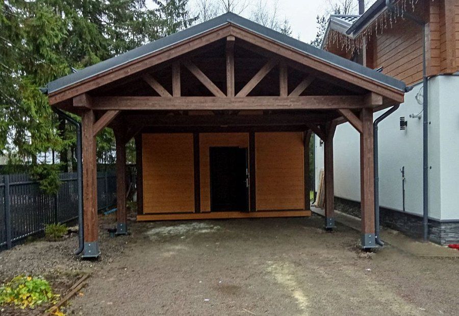 Навес для машин с хозблоком ЭДЕМ