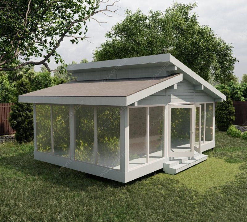 Застекленная утепленная беседка ЛИДЕР 5,3х7,3