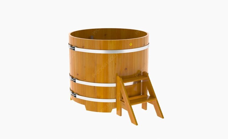 Купель круглая D=1,17 из лиственницы, высота 1000