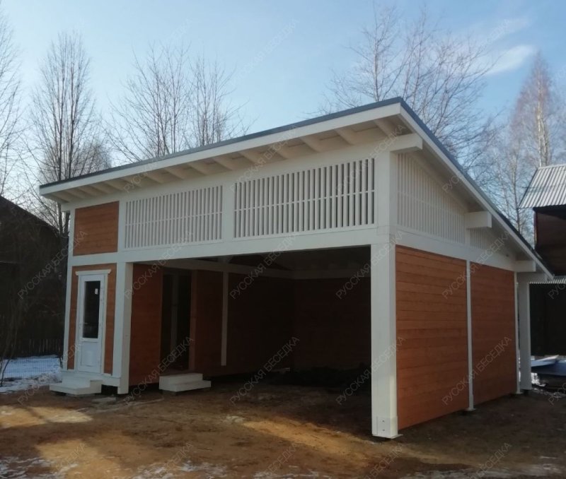 Навес для машин с хозблоком БРИКС