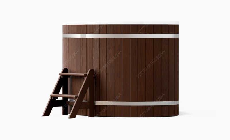 Композитная купель с отделкой из термодерева CORNER 160, дуб